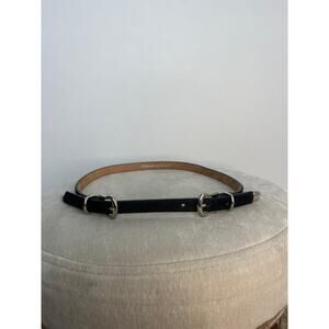 Veronica Beard Black Leather Calf Hair Belt Women Medium Genuine Buckle